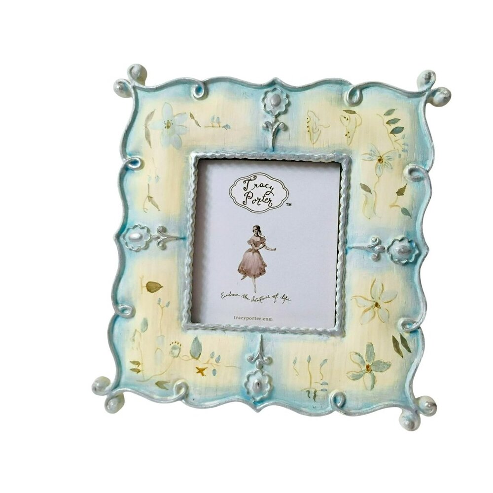 Tracy Porter French Provincial Style Picture Frame Light Blue Yellow Floral 8"